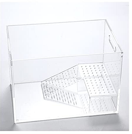 Alimentación de Reptiles Caja de terrario Tortuga Lagarto Tanque de Tortugas Tanque de Tortugas con balcón Alto Escritorio Transparente para el hogar Tanque de Peces Plexiglás Hábitat Animal Jaula Al