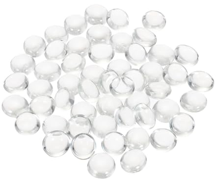 QUARKZMAN dekorativa platta glas-kulor 12–14 mm klippvas fyllmedel pärlor klara för akvarium bordssmycken, granulat 50 stycken