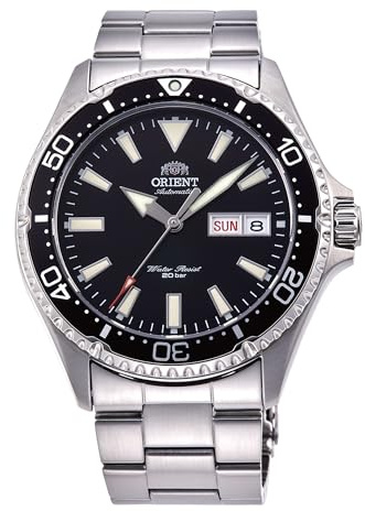 Orient Sports Kamasu / Mako III - Orologio Da Uomo Automatico a Carica Manuale Impermeabile Bracciale e Cassa In Acciaio Metallizzato Quadrante Nero - RA-AA0001B39B RA-AA0001B