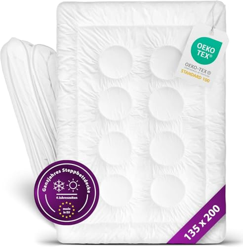 AddLiving Deluxe Steppbettdecke Hotelqualität 135x200 | Allergiker Ganzjahresdecke | 4 Jahreszeiten Bettdecke Waschbar | Öko-Tex 100 Duvet Aus Mikrofaser | Warm