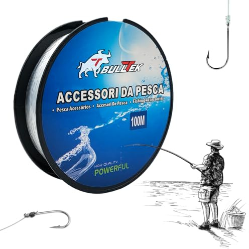 Ligne de pêche en nylon – 100 m – 0,2 mm – 3,3 kg – Bobine de fil de pêche, résistante aux déchirures, transparente, pour pêcheurs de mer, rivière, lac