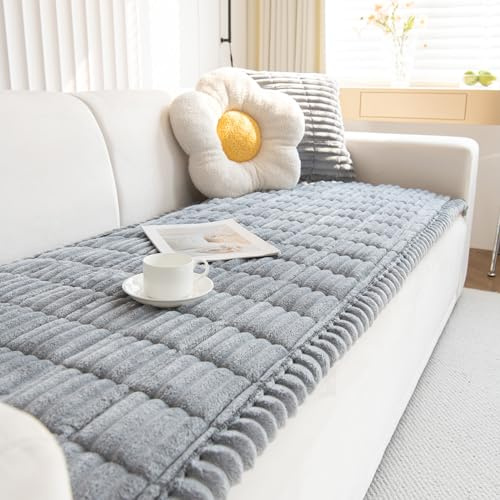 GKXLH New Thick Non-slip Sofa Cover 2 3 4 Seater (Light Grey,70x70cm/1 PC) | Soft Corduroy Sofa Covers Washable, Universal Sofa Slipcovers, Dog Pet Couch Covers, Leather Sofa Protector for Living Room