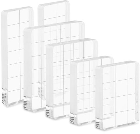 6 Stück Acryl Stempelblock Set, Transparent Acrylblock Stempel mit Gitterlinien, Acryl Stanzblöcke für Scrapbooking, Kartenherstellung, Crafts Making, Weihnachtskarten, Silikonstempel DIY