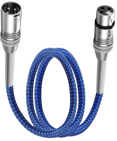 LANMINGLEL 3 Pin XLR Microphone Cable, Shielded Balanced Male to Female XLR Cable,Heavy Duty Nylon 3 Pin Braided Speaker Cord,with Metal Spring for Studio Recording, Audio Mixer,Stage Lighting (1M)