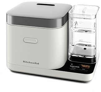 KitchenAid Grain and Rice Cooker 8 Cup with Automatically Sensing Integrated Scale + Water Tank, KGC3155, Porcelain White