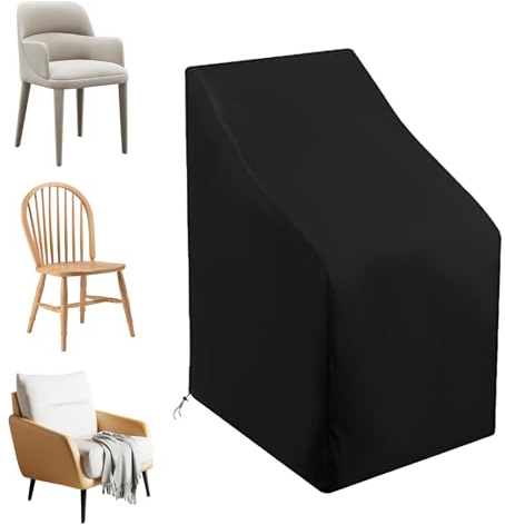 CUVZORA Housse de protection en polyester Oxford 210D pour chaises de jardin, imperméable, résistante aux UV, résistante à l'hiver, pliable, idéale pour les meubles de jardin (70 x 79 x 70/102 cm)