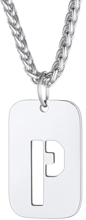 Richsteel Dog Tag Cadena Chapa con Iniciales Personalizables para Mujeres Hombres, Acero Inoxidable
