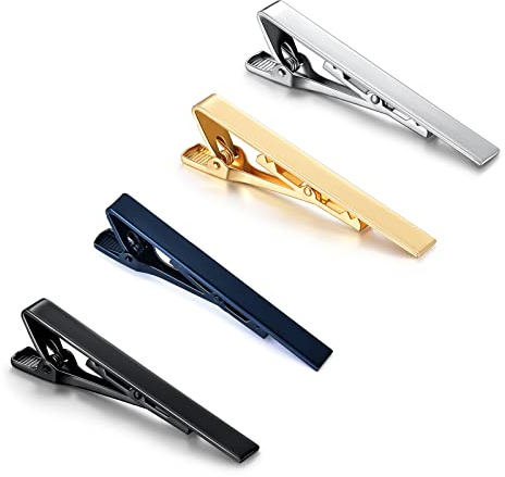 Bekecidi 4 Piezas Clips de Corbata, Clips de Barra de Corbata para Hombre, Clips de Corbata Clásicos, Juego de Alfileres de Corbata, para Boda, Fiesta, Reunión (4 Colores)