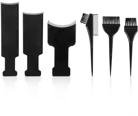 Oruola 6 Pcs Balayage Hair Dye Kit,Hair Dye Brush Kit,3 Different Sized Hairs Dyes Brush and 3 Types of Balayage Boards with Teeth for Hairs Coloring Dyeing DIY Hairdressing Tint Tool Black