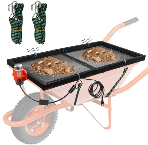 Soil Sifter with 30W Motor, Metal Sifter for Rocks with Switch & Noise-Reducing Rubber Pads, Automatic 39 x 19.5 Large Compost Screen Sieve for Sand-Idea for Most Wheelbarrow Carts (Not Included)