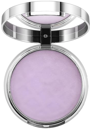 Oil Control Face Powder, Jelly Pressed Powder, Lavender Matte Finish Makeup Base, Compact Face Setting Pore Minimizing Finish, Blurring Powder with Applicator Puff