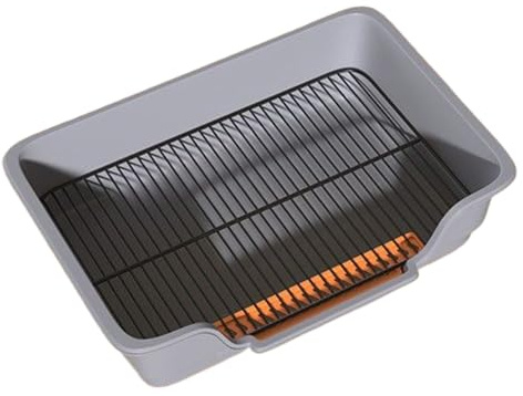 Arenero para gatos – Orinal con rejilla de acero inoxidable extraíble – Inodoro para perros con bandeja | Para animales domésticos y cachorros, uso interior y exterior para casas, apartamentos y baños