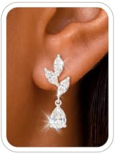 ZOERAY Guldörhängen silver 925 hängande för kvinnor pärlörhängen med zirkon vattentät 18K guldpläterade droppar örhängen allergivänliga glitter örhängen modesmycke brudsmycke present för kvinnor
