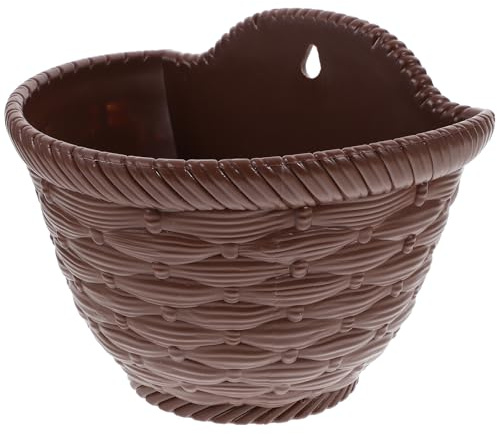 PAMINGONO Porta Piante da Parete in Plastica Color Caffè, Vaso Sospeso Pratico e Facile da Appendere, Design Semplice ed Elegante per Giardino o Negozio