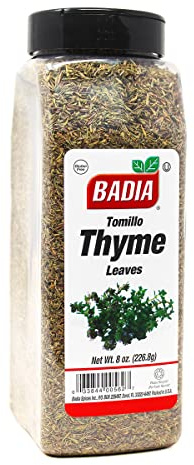 Badia Whole Thyme Leaves, 8 oz - Dried Herb for Cooking, Seasoning, and Marinades, Kosher, No Gluten