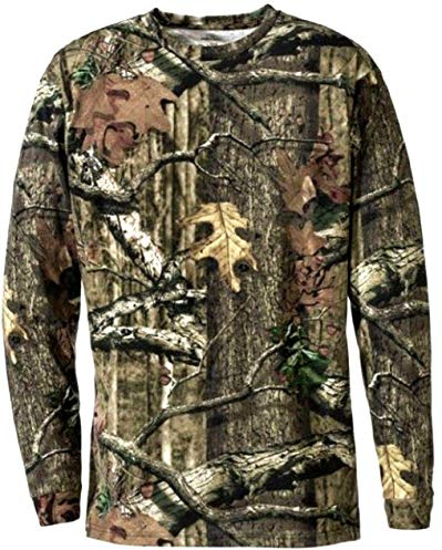 Générique Hommes Imprimé Jungle Camouflage Manche Courte T-Shirt Camo Chasse Regular et Plus Size Top (L, Jungle Imprimé Manche Longue)