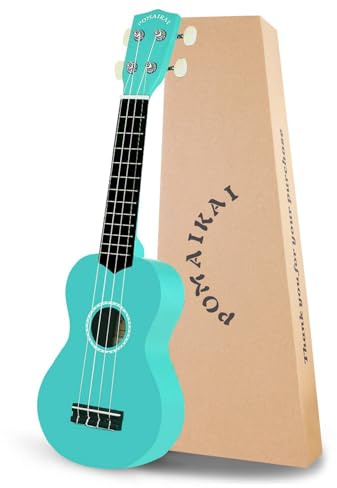 POMAIKAI Soprano Ukulele Starter Wood Ukele Hawaiian Guitar Ukelele 21 Beginner and Students (Blue)