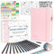 feela Journal Notizbuch Set, Notizbuch Set, mit 224 Seiten, Notizbuch A5 dotted, rosa Journal Buch, farbigen Fineliner, Schablonen, Aufklebern, Washi-Tape, schwarzem Stift für den Tagebuchplaner