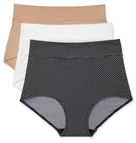 Warner's womens Blissful Benefits No Muffin 3 Pack Brief Panty Underwear, Tw/Ta/Ub and Tw Pin Dot, X-Large US