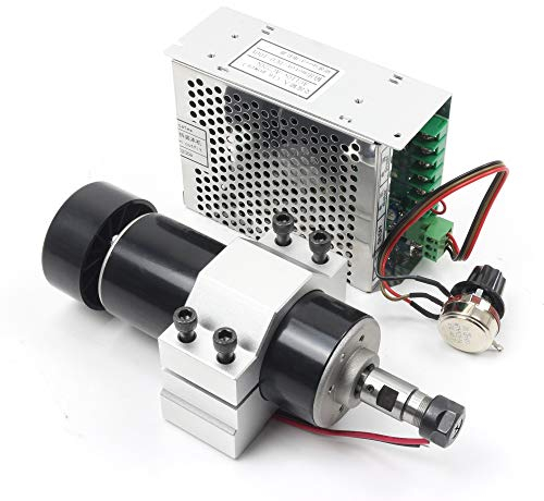 RATTMMOTOR 500W Luftkühlumg Spindelmotor Kit 0.5kW ER11 12000U/min Mini Spindelmotor und 220V PWM Drehzahlregler und 52mm Mount Halterung mit Schrauben für Gravieren