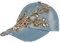 LONTG Baseballmütze Damen Mädchen Denim Blumen Diamant Baseball Cap verstellbar Sonnenschutz Schirmmütze Jeans Hüte für Freizeit, Reisen, Outdoor Sports