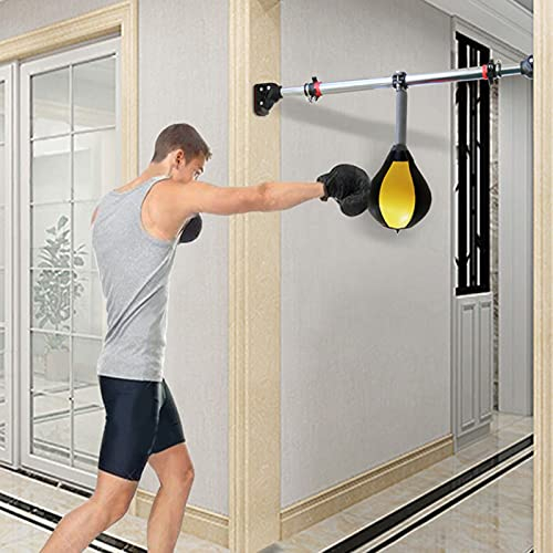 LXFA Boxball Speedball Reflexball Flur Eingang Türöffnung Boxsäcke an der Wand Montiert, Erwachsene Kinder Speed Boxing Reflexball Höhenverstellbar, Reckstange & Aufblasbarer Ball