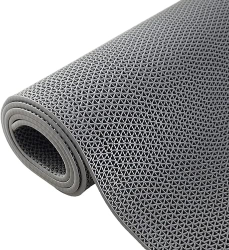BWKJMY Drainage Rubber Non Slip Floor Mat 0.9x3m 5.5mm Thick Heavy Duty | anti slip outdoor mat Waterproof design for Pools Restaurant Bars Bathroom Patio Outdoor Indoor Splash Matting Grey