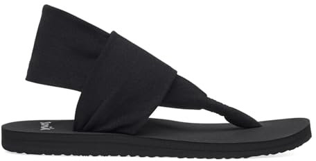 Sanuk Women's Yoga Sling | Sandals for Women | Yoga Sandals For Women | Memory Foam Footbed | Two-Way Stretch Upper, Schwarz, 37 EU