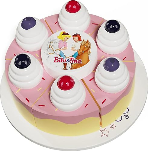 tanner DER KLEINE KAUFMANN TANNER Deco - Torte Bibi und Tina zum schneiden aus Holz, Zubehör für Kaufmannsladen, lebensmittelechtes Design, 0962.0