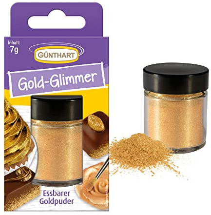 Günthart BackDecor Gold Puder mit Glitzereffekt, Glimmer, essbarer, neutraler Geschmack, Glimmer, 1er Pack (1 x 7 gr)