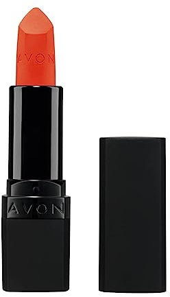 AVON Barra de Labios Ultra Matte - Tono Coral Fever - Enriquecido con Vitamina E, Aceite de Aguacate y Aceite de Sésamo - Cobertura Cómoda - No se cuartea ni se seca - SPF 15 - Color Coral