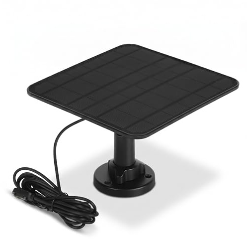 Solpanel för Säkerhetskamera, 12W 6V Bärbar Solcellsladdare med IP65 Vattentät, för Pro 3 Pro 4 Pro 5S Ultra Ultra 2 Go 2 (Svart)