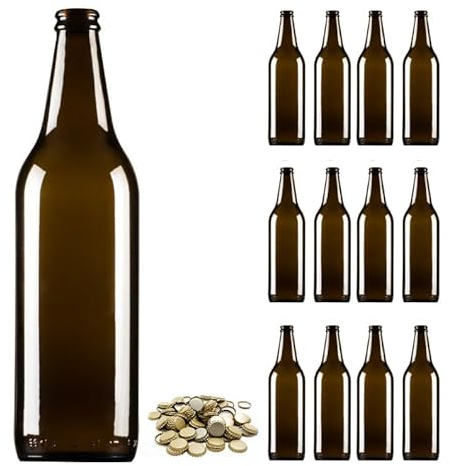Lot de 40 bouteilles de bière en verre vide 660 ml LONGNECK en verre de couleur abra avec bouchon Couronne 26 mm - Kit pour faire de la bière artisanale - Bouteilles de bière vides incluses avec