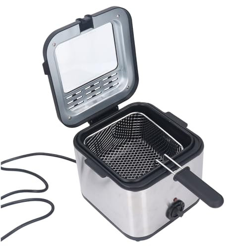 Freidora Eléctrica de 2.5L, 1000W Freidora Casera con Cesta, Freidora de Encimera para Pollo Frito, Camarones, Patatas Fritas y Más (9.1x8.3x7.5 (EU Plug)