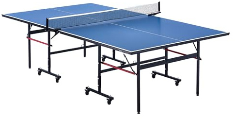 VEVOR Ping Pong Table, Professional Table Tennis Game, Indoor MDF Portable Table Tennis Table, Foldable Ping Pong Table with Quick Clamp Net and Lockable Wheels, 10 Minute Easy Assembly, 12mm Tabletop