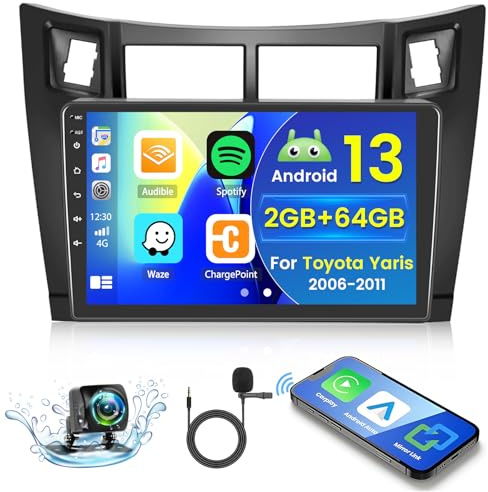 Android Car Stereo for Toyota Yaris 2008 2009 2010 2011 Wireless Carplay | 9 2+64G Touchscreen Radio Wireless Carplay Android Auto 5G WiFi GPS Navigation Bluetooth DSP FM RDS EQ + AHD Backup Camera