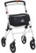 HOMCOM Folding Upright Rollator Walker with Lightweight Walking Frame, Storage Bag, Tray, Dual Brakes, Adjustable Handle Height, Mobility Aid Rolling 4 Wheeled Walker for Seniors, White