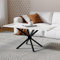 GOLDFAN Rectangular White Marble Effect Coffee Table with Black Legs, Modern Sintered Stone Tea Table for Living Room,100cm