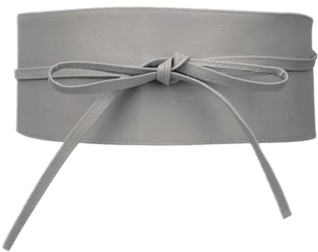Van Der Rich ® - Obi brett bälte i PU-konstläder - dam, Ljusgrå, one size