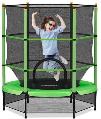 HOMELUX Gartentrampolin, Ø140cm Trampolin für Kinder, Kindertram mit Sicherheitsnetz, bis 50KG belastbar, Indoor-/Outdoortrampolin Komplettset für Kinder ab 3 Jahre