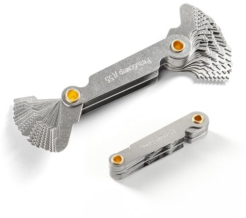 Gewindelehre, Gewindelehre metrisch und imperial mit 55 Grad imperial und 60 Grad metrisch, für Gewindesteigungsmessung, 40 Stück