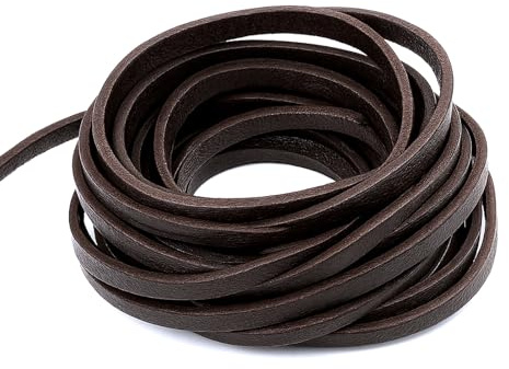 Ouligay läderband 3 mm lädersnöre platt 5 m långa läderband för kedjor platta äkta läder skosnören platt läder snöre snöre armband pyssel läderremmar för armband halsband smycken