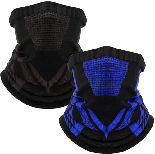 LUROON Braga Cuello Moto Calentador de Cuello Térmica, 1/2 pcs Pasamontañas de Invierno para Hombre Mujer Elasticidad Braga de Cuello Multifuncional Deporte Pasamontañas de Esquí Ciclismo Moto Correr