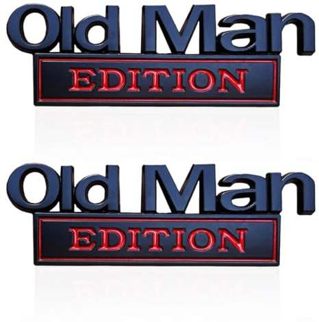 OIXEYA Emblème de Voiture édition Old Man, 2PCS Emblème de Voiture Old Man Edition, 3D Emblem Sticker Badge, Autocollant 3D en métal, pour Camion, côté ou hayon, Coffre