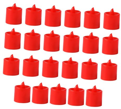 SHINEOFI 20pièces Lot de Bougies LED sans Flamme Rouge Bougies Chauffe-plat Décoratives pour Mariage Anniversaire Sécurité et Animal