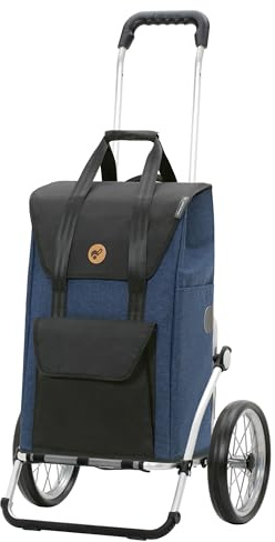 ANDERSEN Royal Shopper Senta 2.0 Chariot de courses élégant, imperméable, en aluminium, pliable, maniable Bleu 49 l