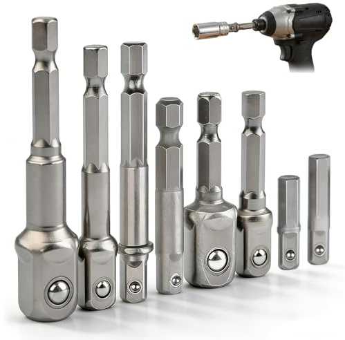 Zyrtkeriom Juego de adaptadores hexagonales para llaves de vaso, 3/8 a 1/2, para carraca y vasos de impacto, compatible con taladro y destornillador inalámbrico, incluye soporte imantado