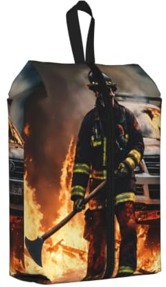 Firefighter Fireman Flame Print Unisex Travel Shoe Storage Bag Camping Lightweight Portable Organizer Pouch