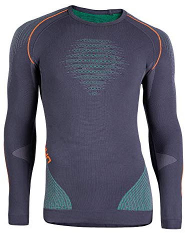 UYN Herren Evolutyon Uw undertrøje Herren Unterhemd, Charcoal/Green/Orange Shiny, L-XL EU
