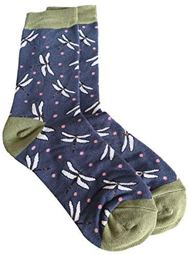 Purple Possum® Dragonfly Socks - Calcetines de bambú para mujer, mezcla de algodón y libélulas, azul, talla única